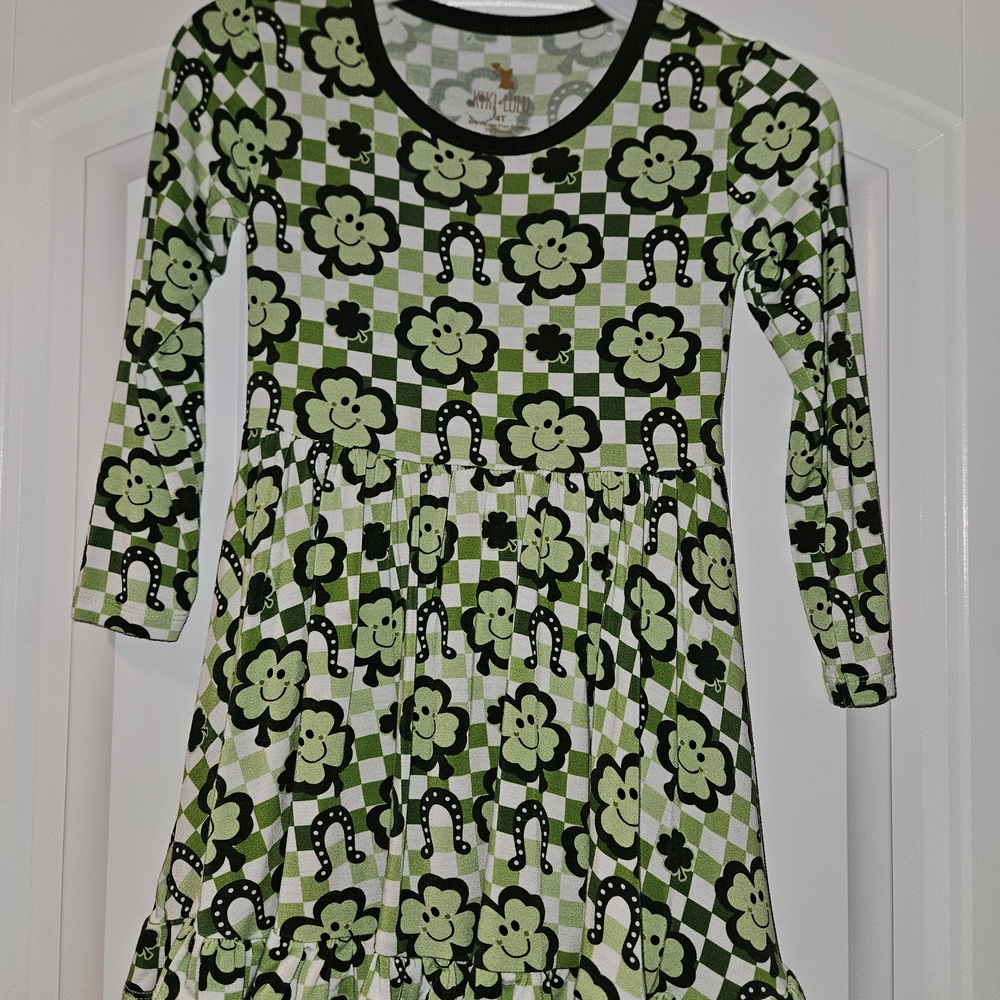 Green Floral Kids Dress